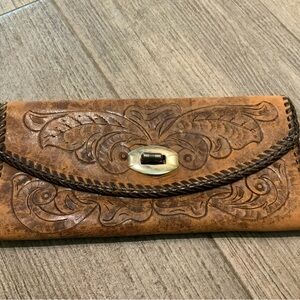 VINTAGE hand-tooled leather wallet